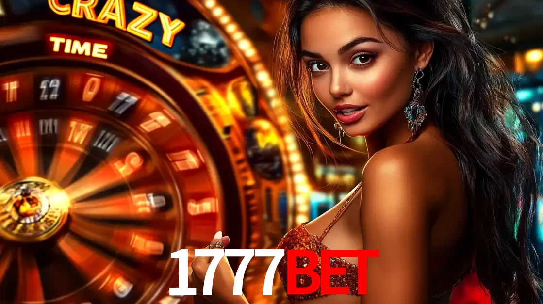 Mulher ao lado da roda de prêmios do jogo de cassino ao vivo Crazy Time, um dos shows de jogos mais emocionantes oferecidos pela plataforma de apostas 1777BET.